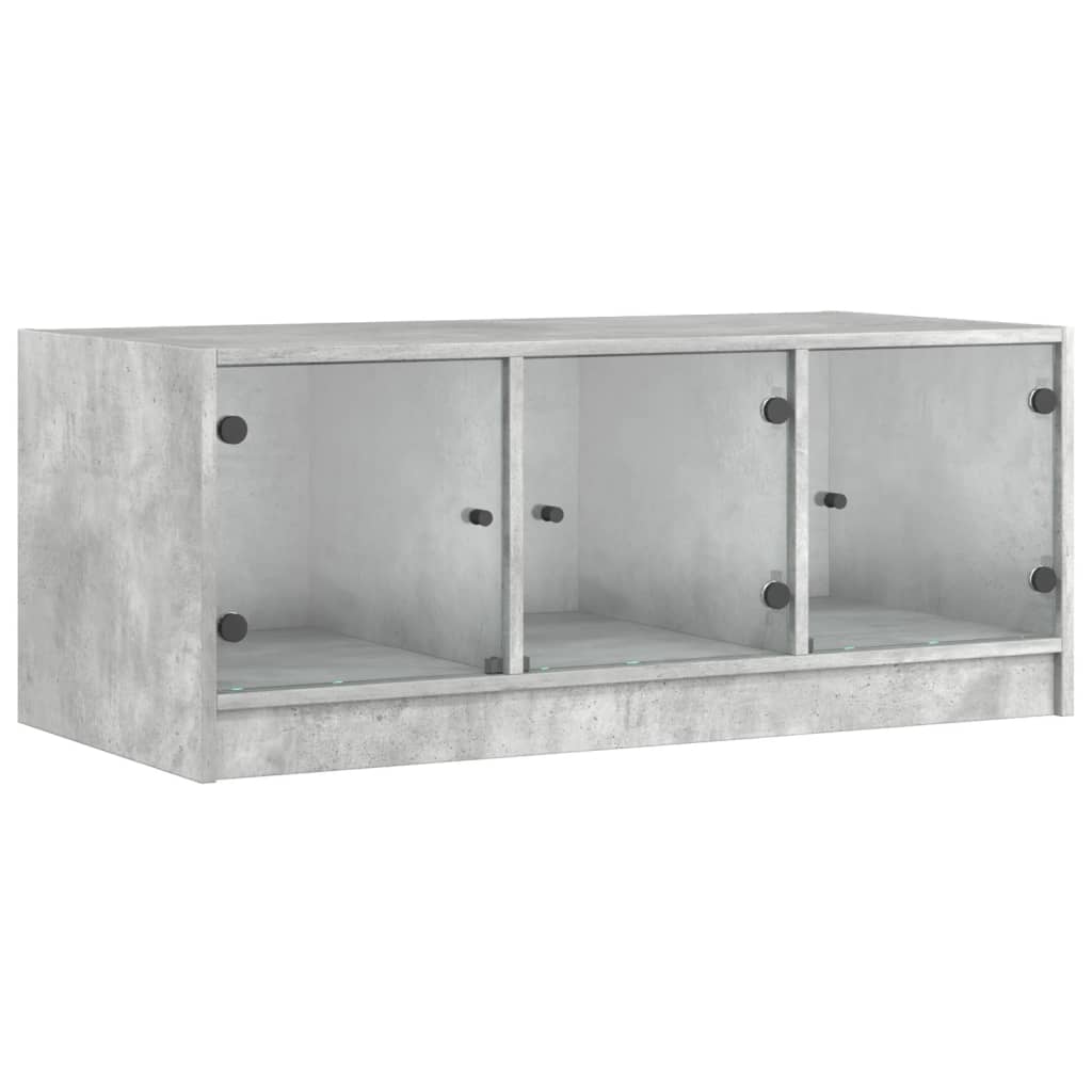 Tavolino Salotto Con Ante In Vetro Grigio Cemento 102x50x42 cm - Image 3
