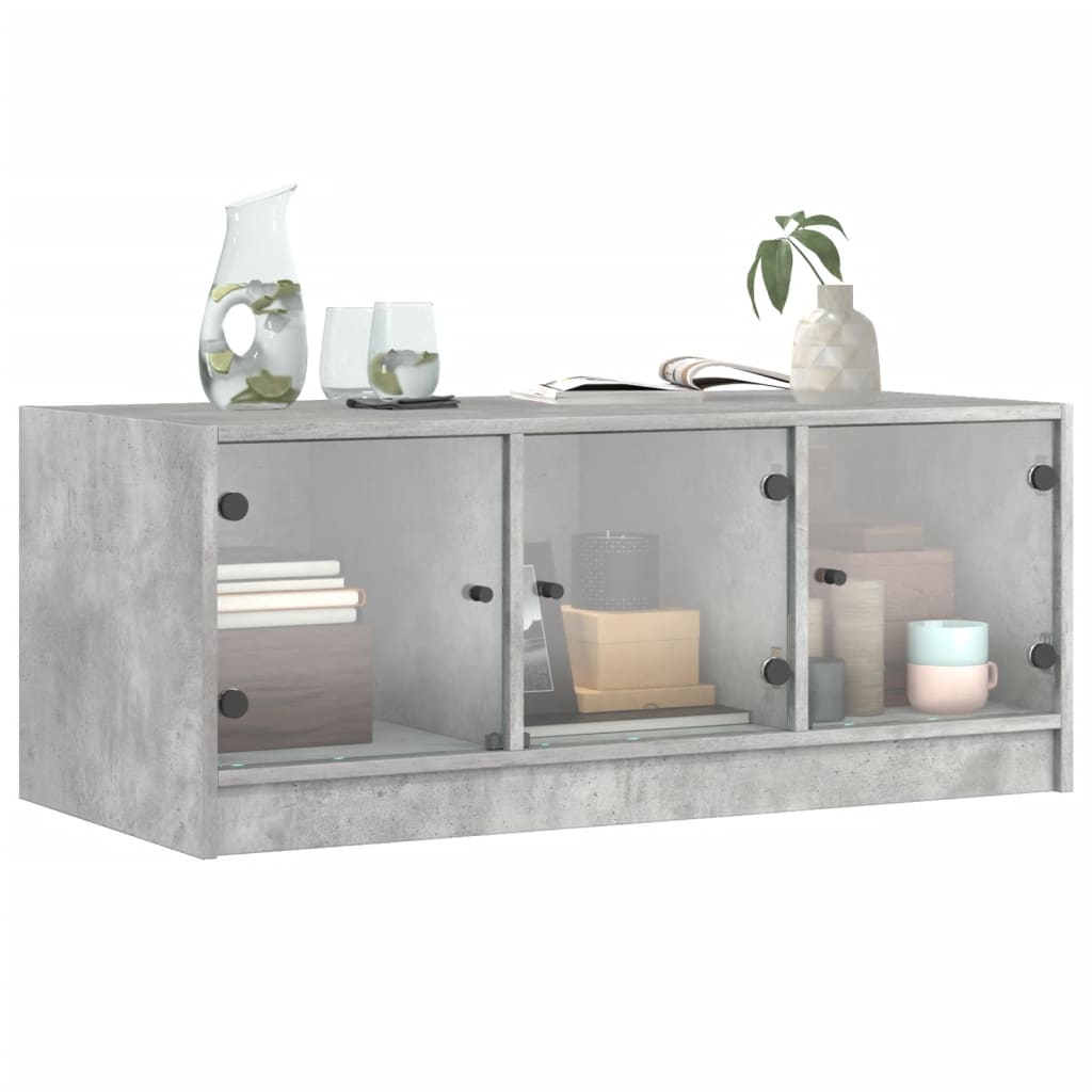 Tavolino Salotto Con Ante In Vetro Grigio Cemento 102x50x42 cm - Image 5