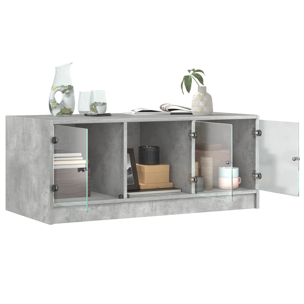 Tavolino Salotto Con Ante In Vetro Grigio Cemento 102x50x42 cm - Image 6