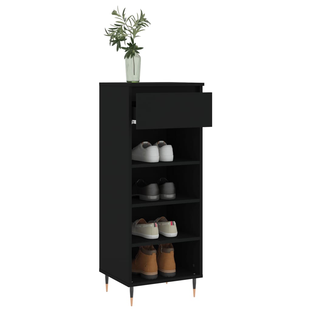 Scarpiera Nera 40x36x105 Cm In Legno Multistrato