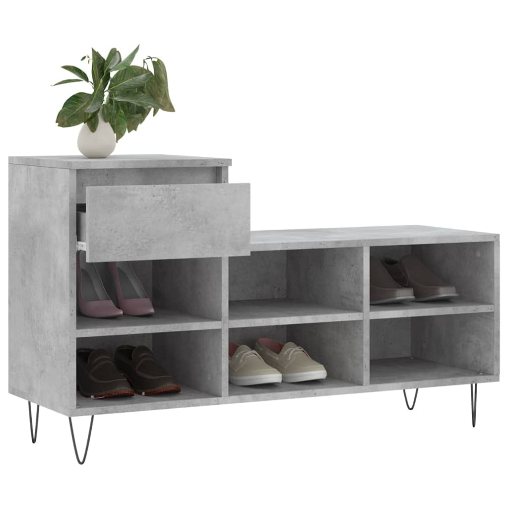 Scarpiera Grigio Cemento 102x36x60 Cm In Legno Multistrato