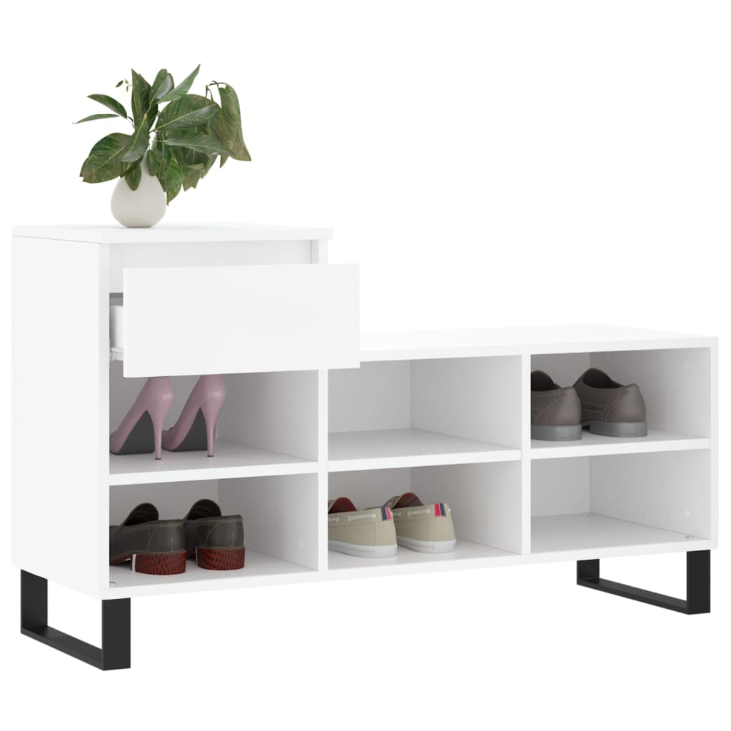 Scarpiera Bianca 102x36x60 Cm In Legno Multistrato - Image 2