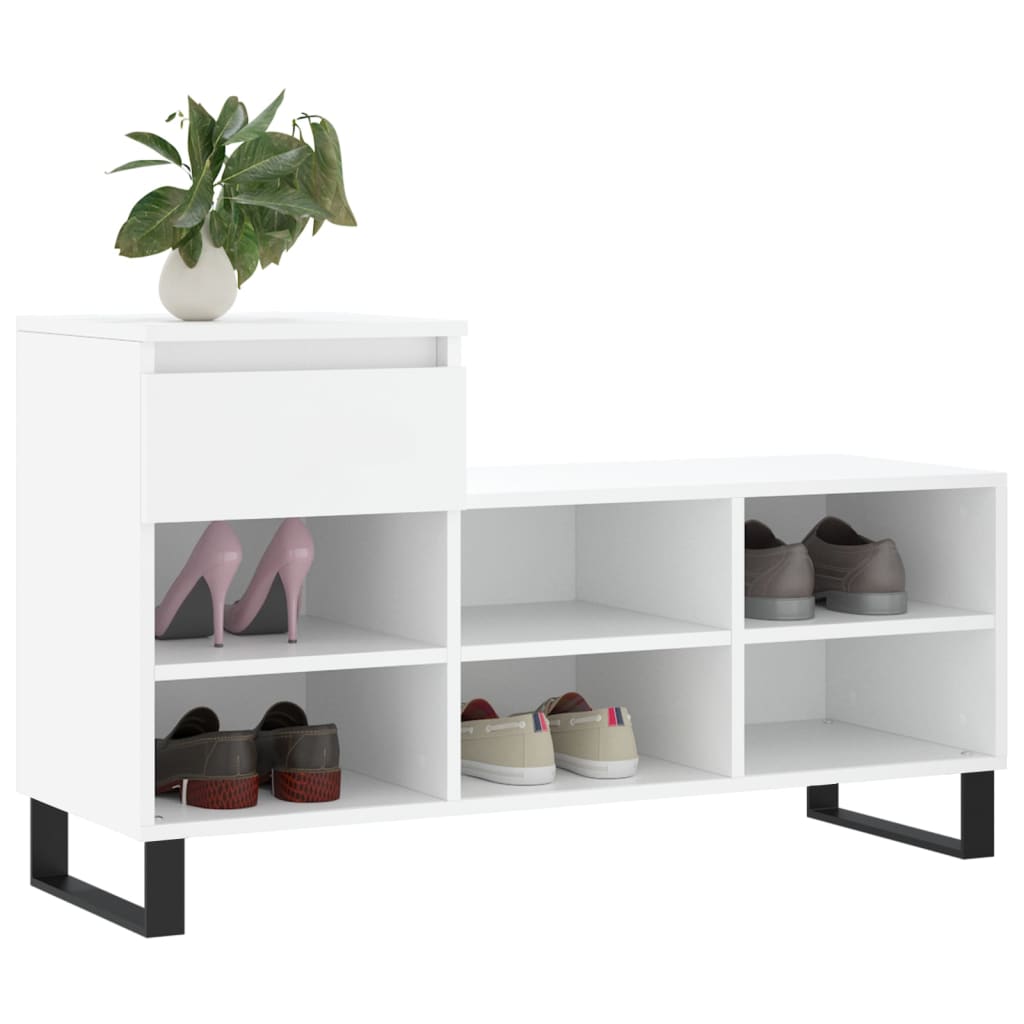 Scarpiera Bianca 102x36x60 Cm In Legno Multistrato