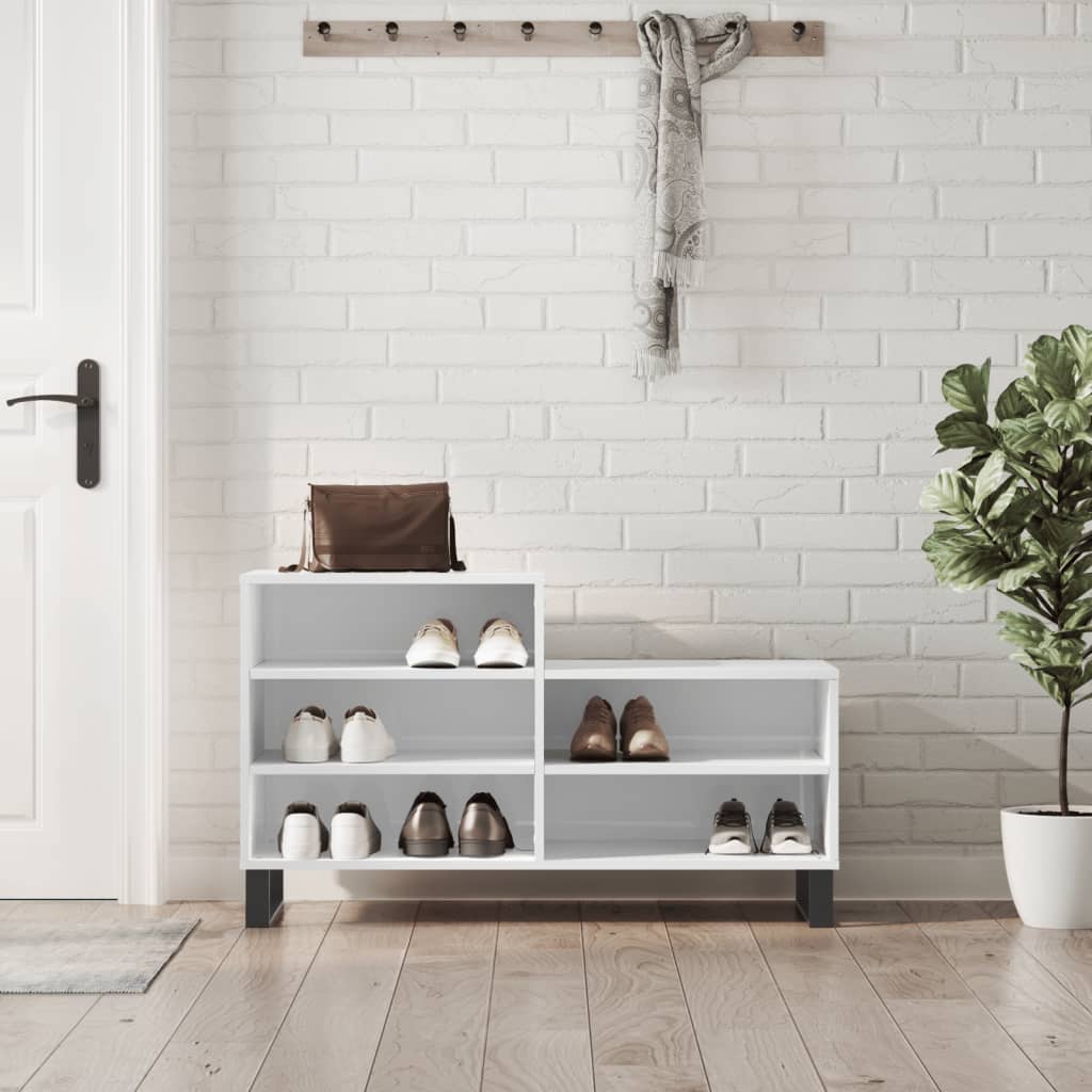Scarpiera Bianco Lucido 102x36x60 Cm In Legno Multistrato - Image 3