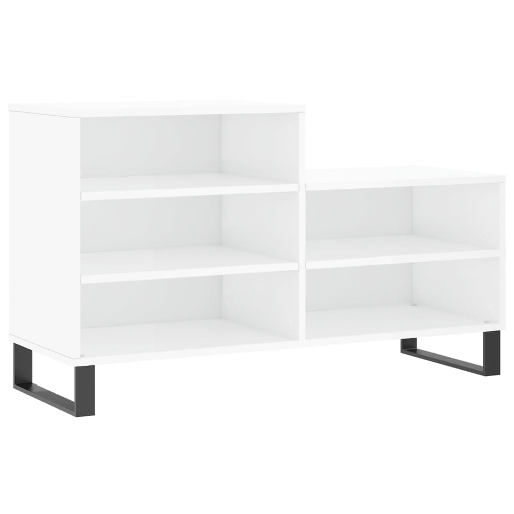 Scarpiera Bianco Lucido 102x36x60 Cm In Legno Multistrato