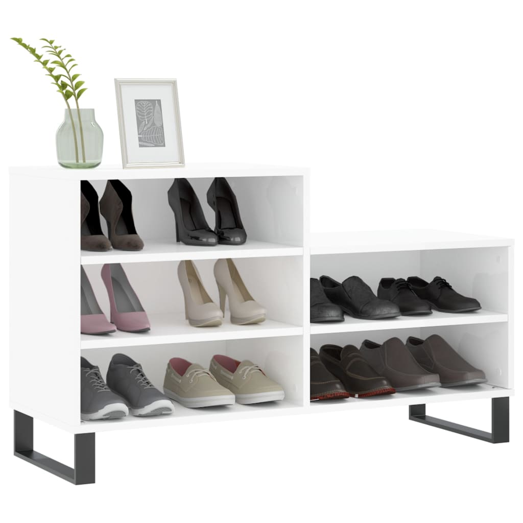 Scarpiera Bianco Lucido 102x36x60 Cm In Legno Multistrato - Image 2