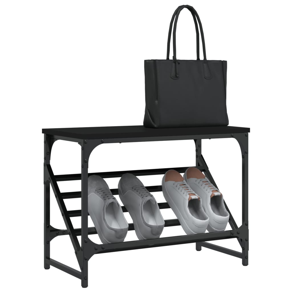 Scarpiera Nera 60x30x45 Cm In Legno Multistrato