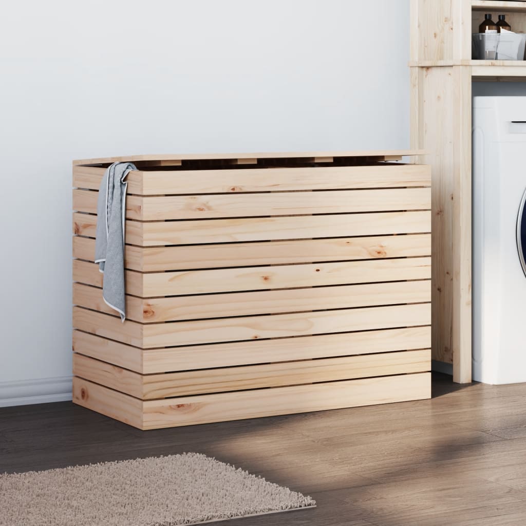 Cesto Per Bucato 88,5x44x66 Cm Legno Massello Pino