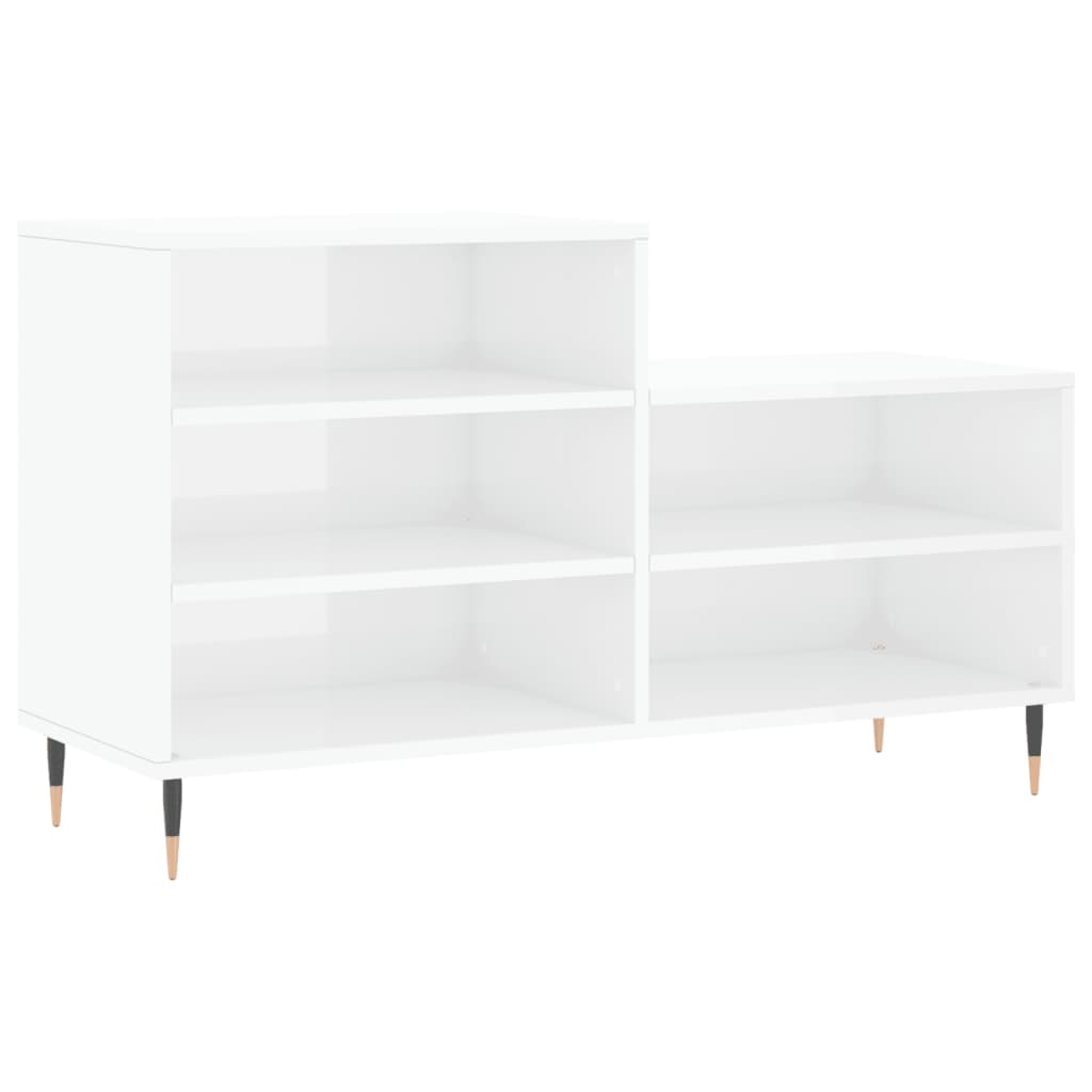Scarpiera Bianco Lucido 102x36x60 Cm In Legno Multistrato - Image 4