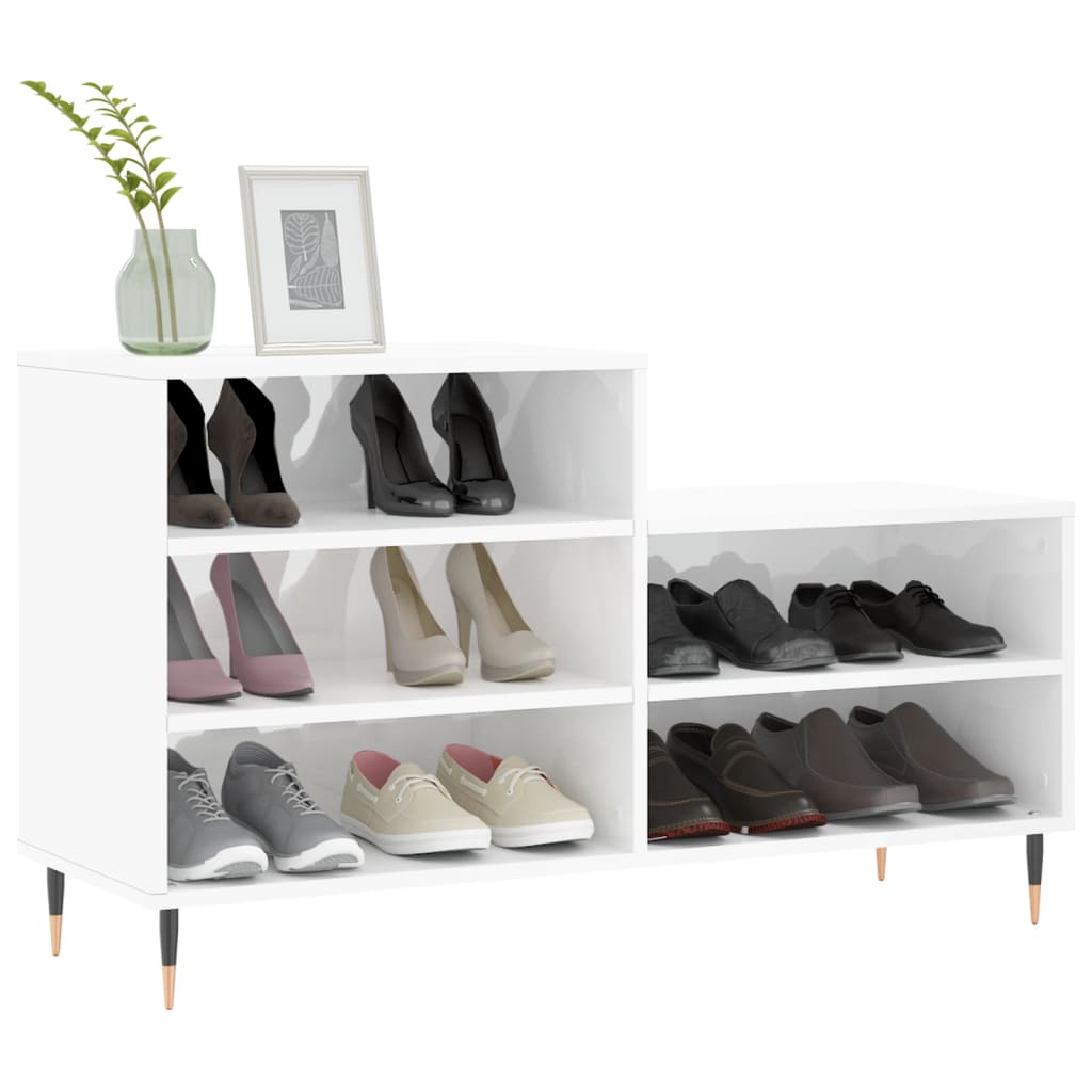 Scarpiera Bianco Lucido 102x36x60 Cm In Legno Multistrato