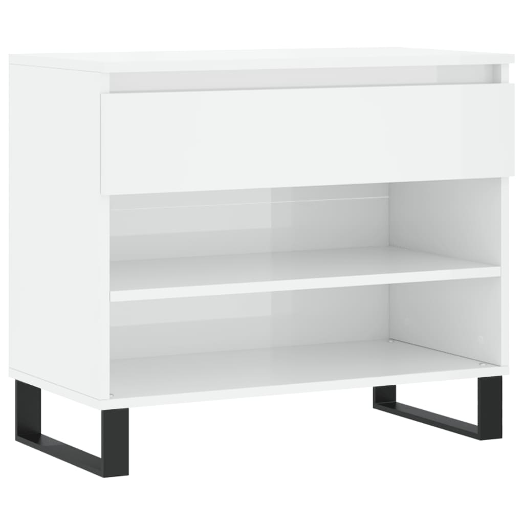 Scarpiera Bianco Lucido 70x36x60 Cm In Legno Multistrato