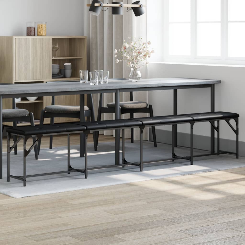 Panca Da Pranzo Nera 248x32x45 Cm In Acciaio E Similpelle - Image 4