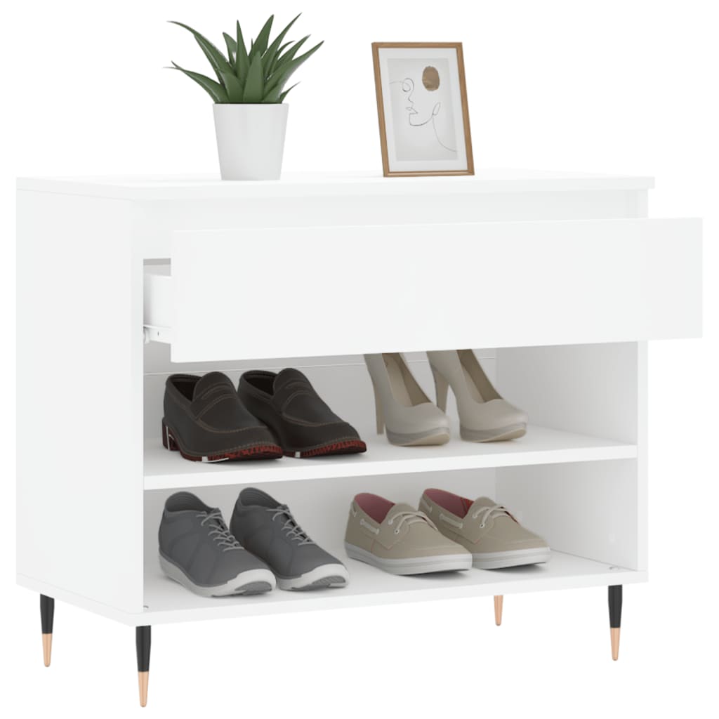 Scarpiera Bianca 70x36x60 Cm In Legno Multistrato