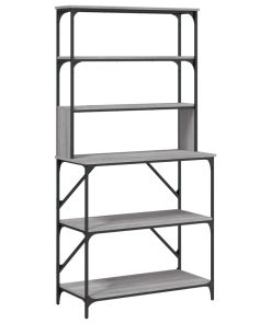 Scaffale Cucina 6 Ripiani Grigio Sonoma 90x40x180cm Multistrato