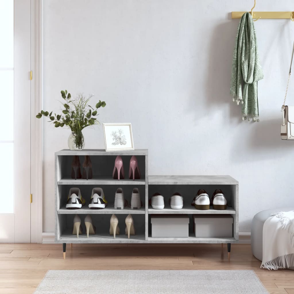 Scarpiera Grigio Cemento 102x36x60 Cm In Legno Multistrato