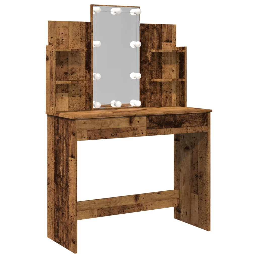 Toeletta Con Luci Led Legno Antico 96x40x142 cm - Image 4