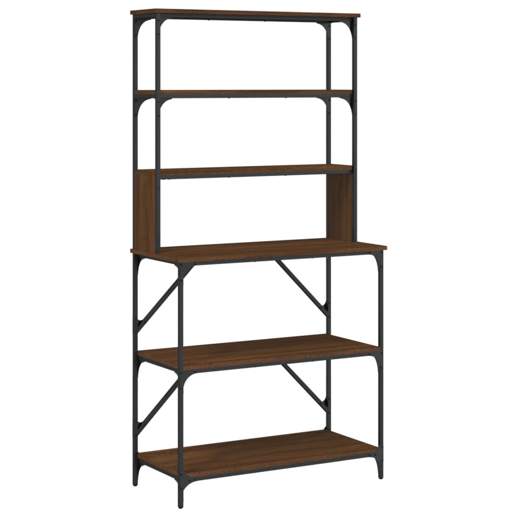 Scaffale Cucina 6ripiani Rovere Marrone 90x40x180cm Multistrato
