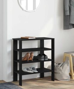 Scarpiera Nera 61x32x70 Cm In Truciolato