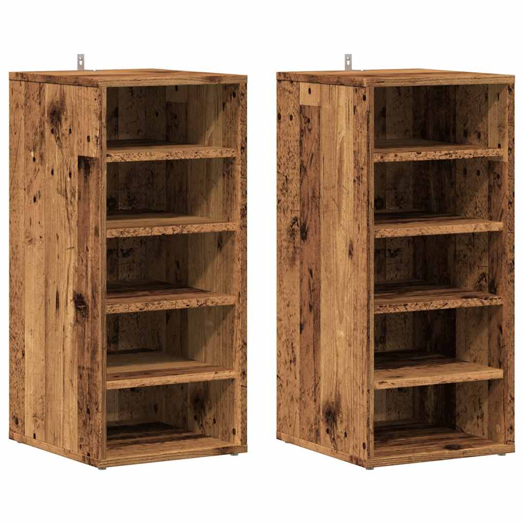 Scarpiere 2 Pz Legno Antico 32x35x70 Cm In Legno Multistrato