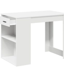 Scrivania Con Cassetto E Ripiano Bianca Legno Multistrato