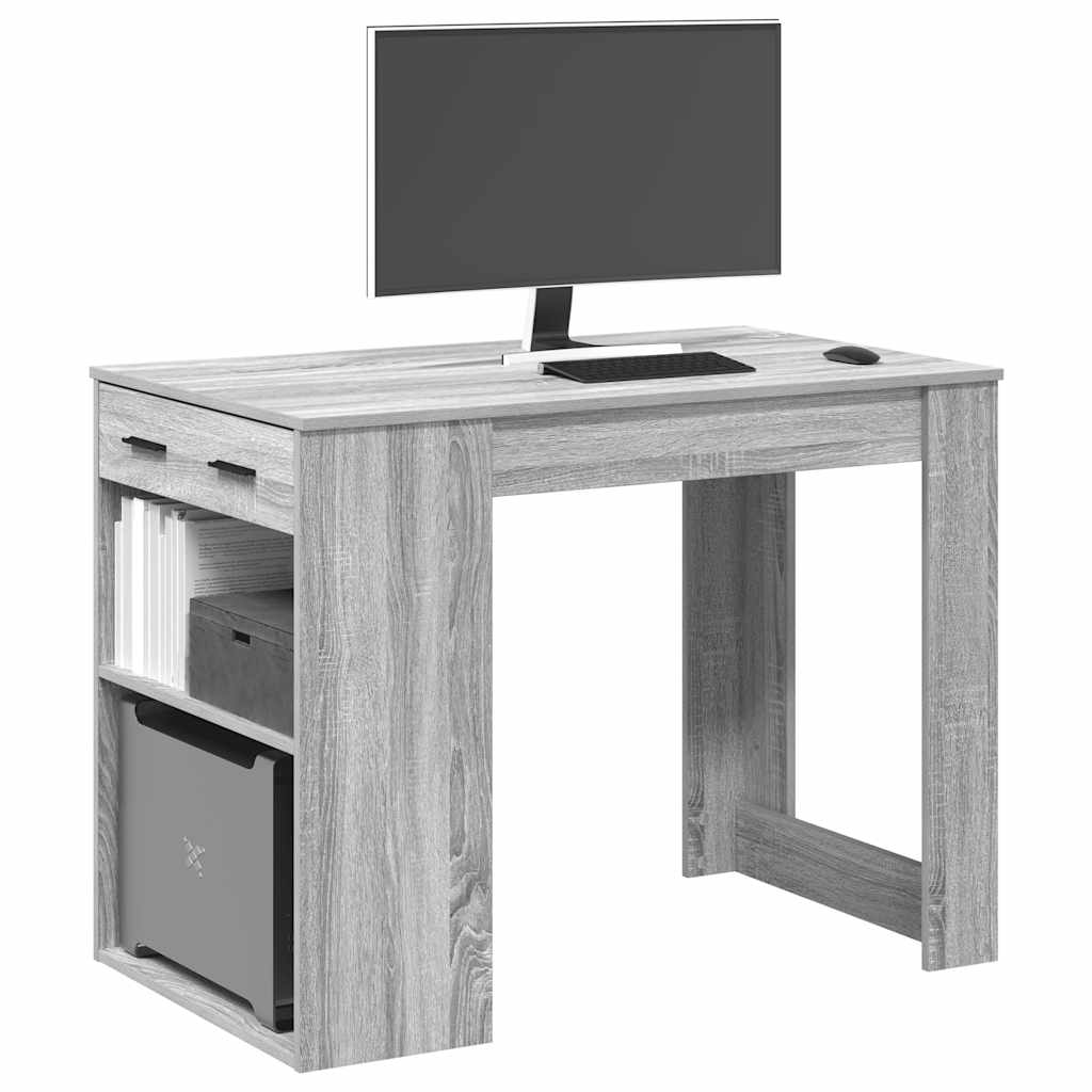 Scrivania Con Cassetto Ripiano Grigio Sonoma Legno Multistrato