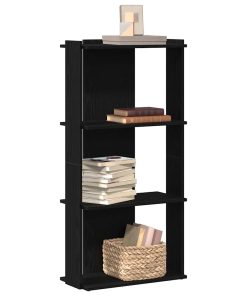 Libreria A 3 Ripiani Nera 60x30x120 Cm In Legno Multistrato