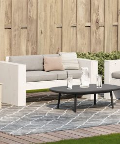 Divano Giardino 2 Posti Bianco 134x60x62 Cm Legno Massello Pino