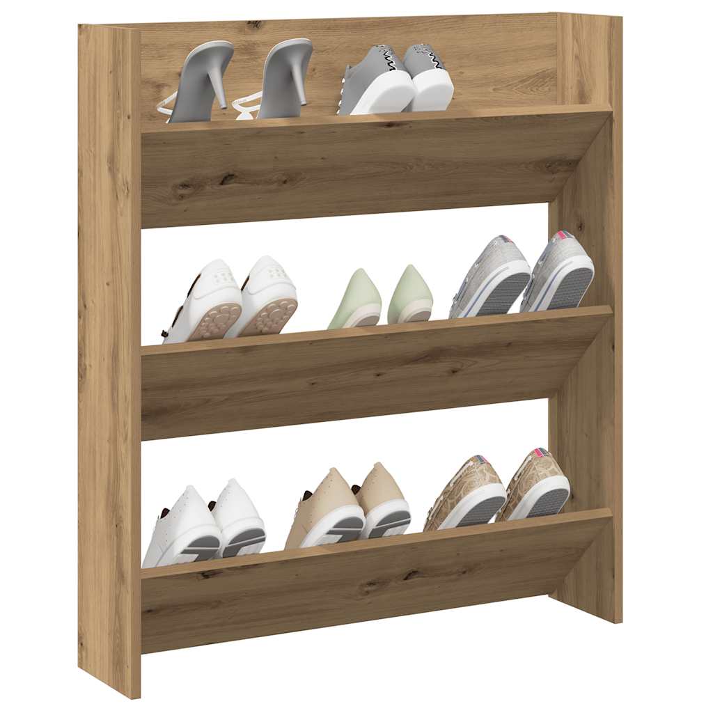 Scarpiera A Muro Rovere Artigianale 80x18x90 Cm In Truciolato - Image 3