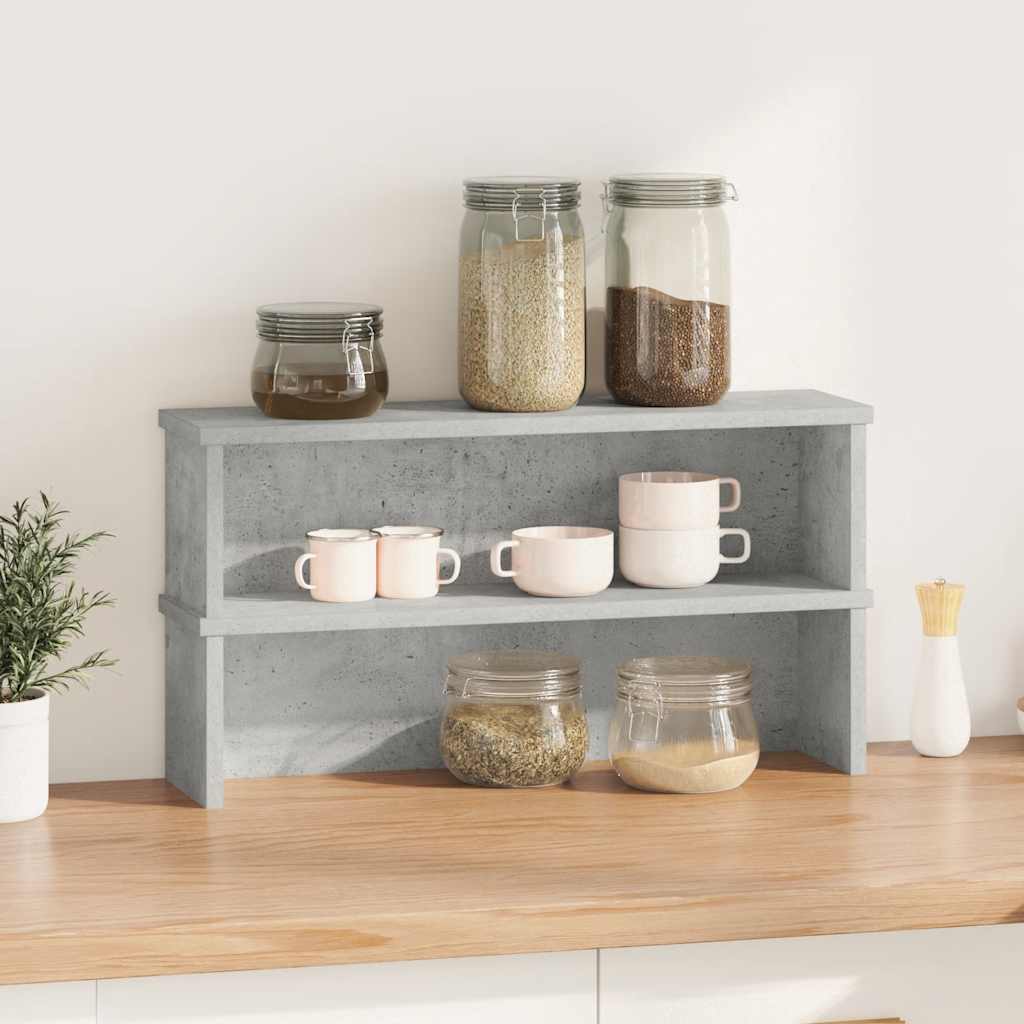 Scaffali Da Cucina Impilabili 2 Pz Grigio Cemento 60x15x16 cm - Image 5