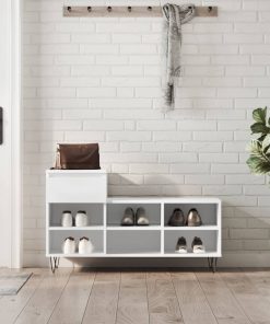 Scarpiera Bianca 102x36x60 Cm In Legno Multistrato