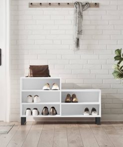 Scarpiera Bianca 102x36x60 Cm In Legno Multistrato