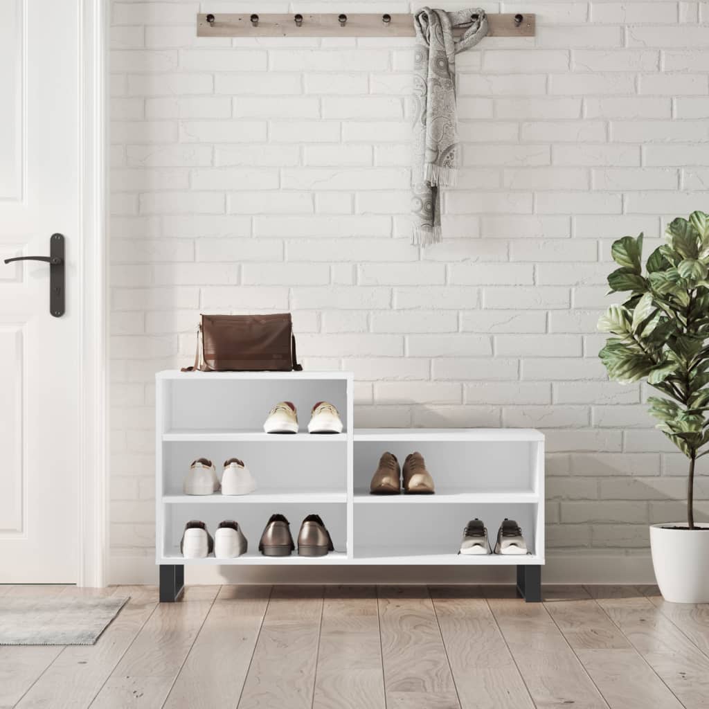 Scarpiera Bianca 102x36x60 Cm In Legno Multistrato
