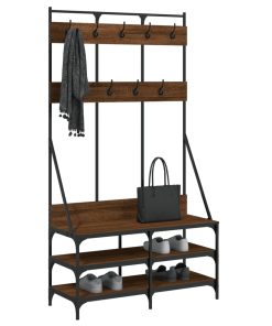 Appendiabiti Con Porta Scarpe Rovere Marrone 100x40x184 cm