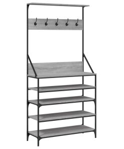 Appendiabiti Con Porta Scarpe Grigio Sonoma 90x34x184 cm