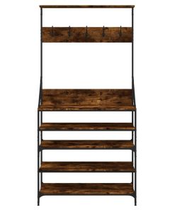 Appendiabiti Con Porta Scarpe Rovere Fumo 90x34x184 cm