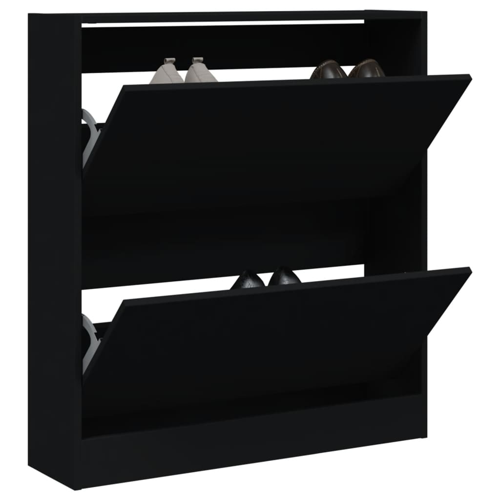 Scarpiera Nera 80x21x87,5 Cm In Legno Multistrato