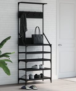 Appendiabiti Con Porta Scarpe Nero 70x34x184 cm