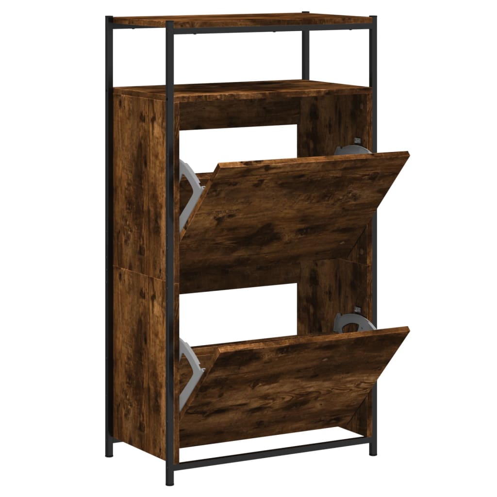 Scarpiera Rovere Fumo 60x34x112 Cm In Legno Multistrato - Image 4