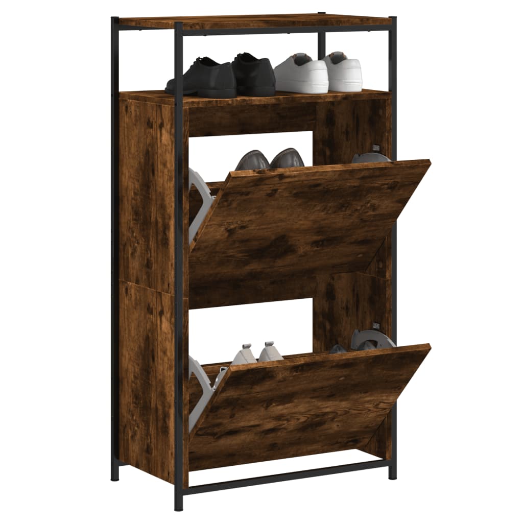 Scarpiera Rovere Fumo 60x34x112 Cm In Legno Multistrato - Image 3