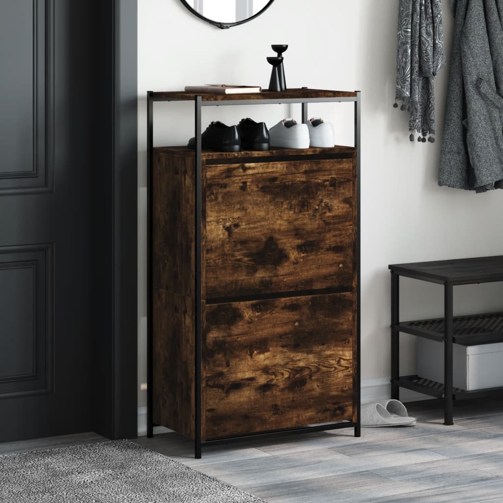 Scarpiera Rovere Fumo 60x34x112 Cm In Legno Multistrato - Image 2