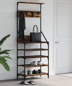 Appendiabiti Con Porta Scarpe Rovere Fumo 70x34x184 cm