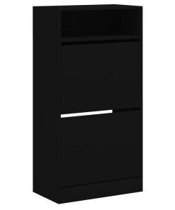 Scarpiera Nera 60x34x116 Cm In Legno Multistrato