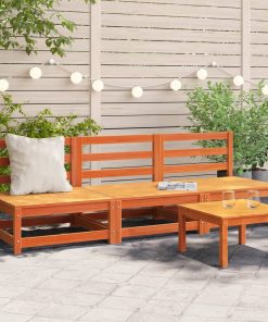 Divani Senza Braccioli Giardino 3pz Marrone Cera 70x70x67 Pino