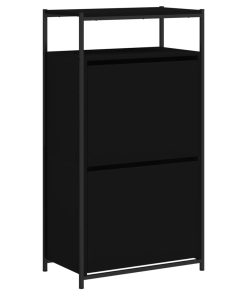Scarpiera Nera 60x34x112 Cm In Legno Multistrato