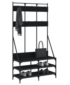 Appendiabiti Con Porta Scarpe Nero 100x40x184 cm