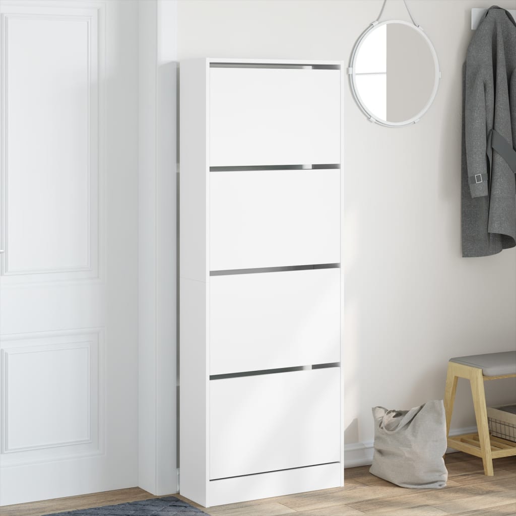 Scarpiera Bianca 60x21x163,5 Cm In Legno Multistrato - Image 2