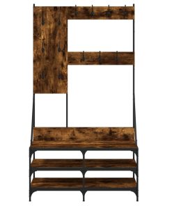 Appendiabiti Con Porta Scarpe Rovere Fumo 100x40x184 cm