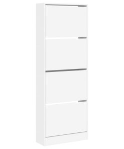 Scarpiera Bianca 60x21x163,5 Cm In Legno Multistrato