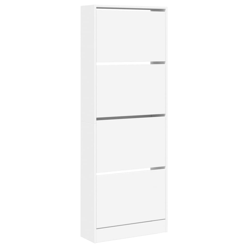 Scarpiera Bianca 60x21x163,5 Cm In Legno Multistrato