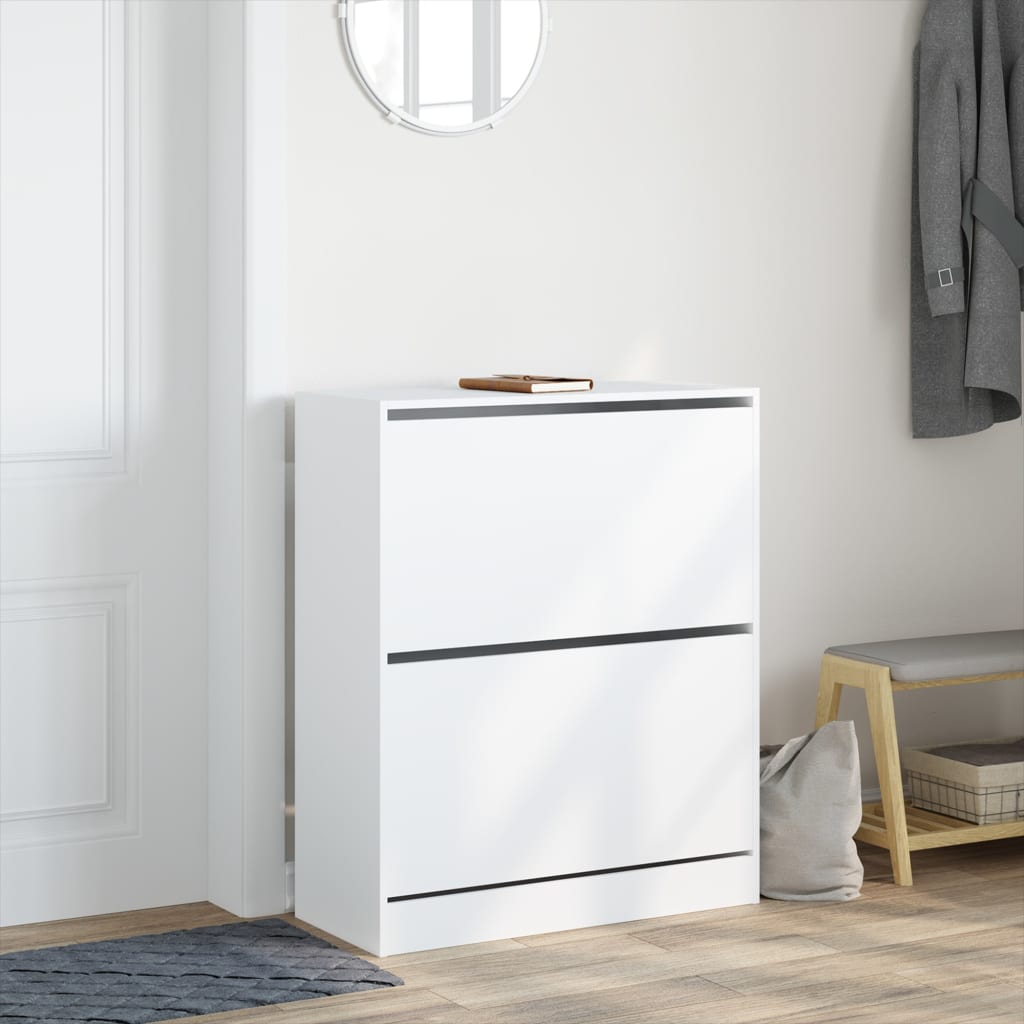 Scarpiera Bianca 80x34x96,5 Cm In Legno Multistrato